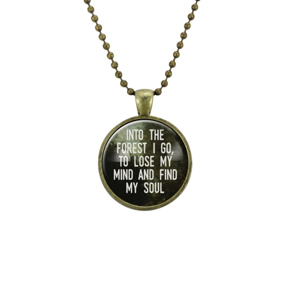 Handmade Into The Forest I Go Quote Necklace - Picture 2 of 3